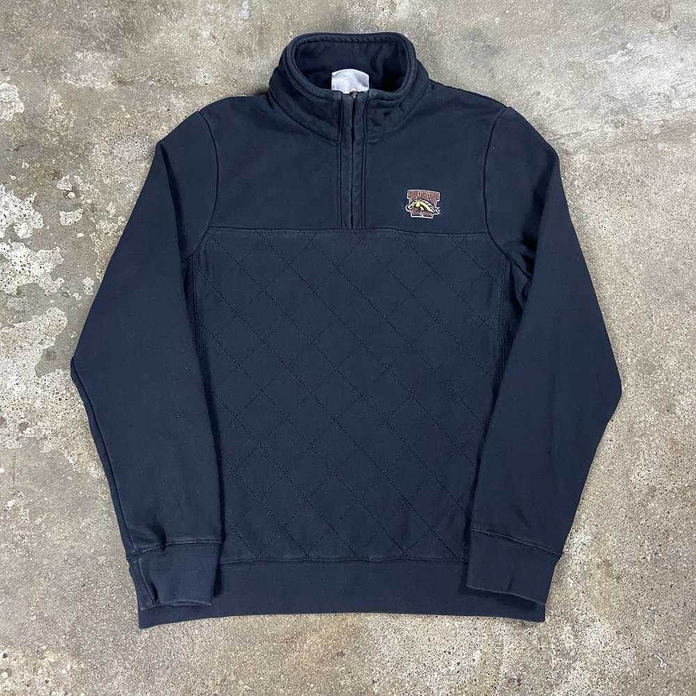 Champion Reverse Weave 1/4 Zip Size Medium Black Quilted Fleece Western Michigan